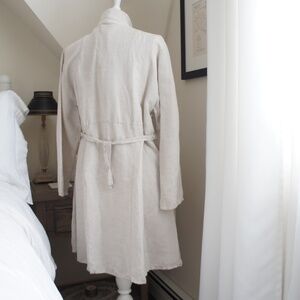 April Cornell Linen Tie Waist Button Down Shirt Mandarin Collar Tunic Size M/L